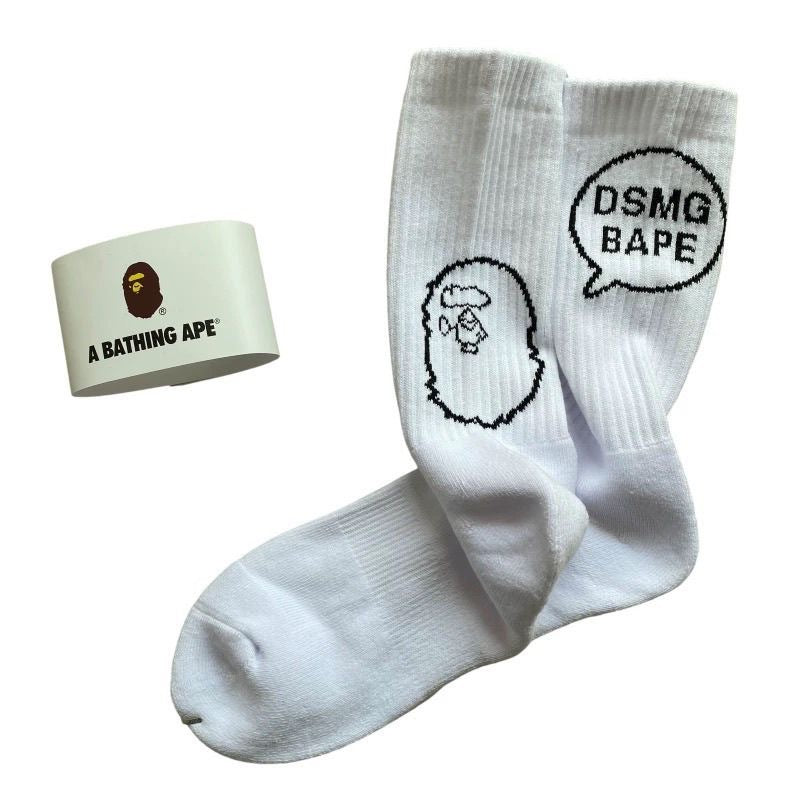 BAPE Ape Head Ribbed Crew Socks Multi Graphic Prints