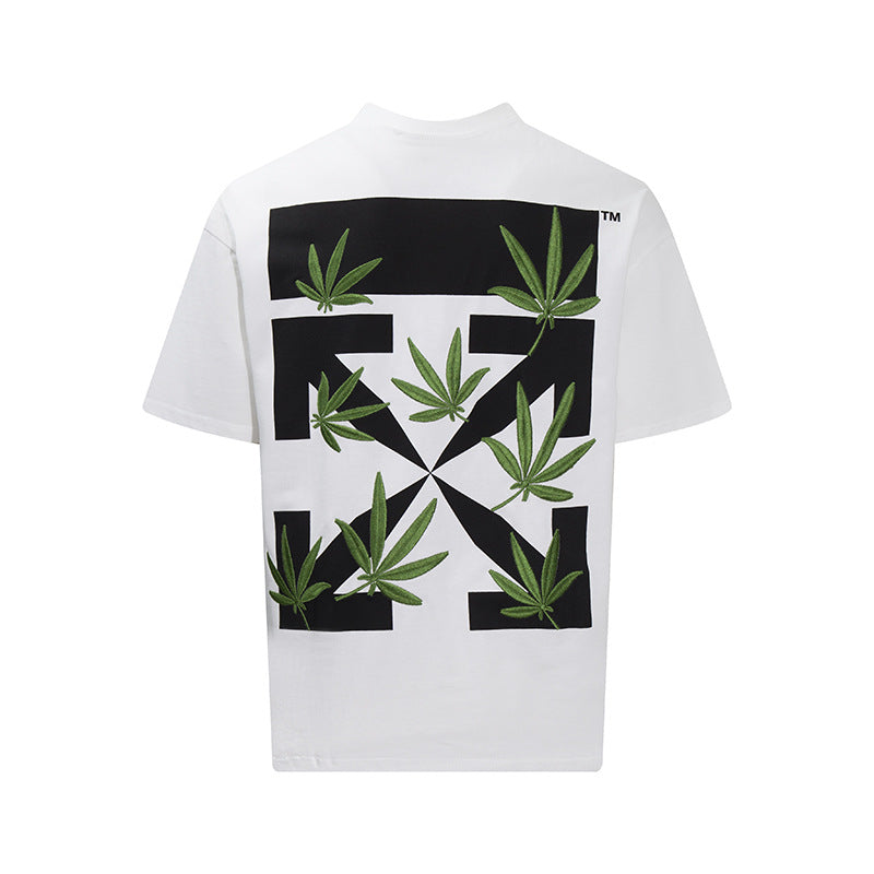 Tape Arrow Graphic Print Streetwear Crew Neck Short Sleeve T Shirt