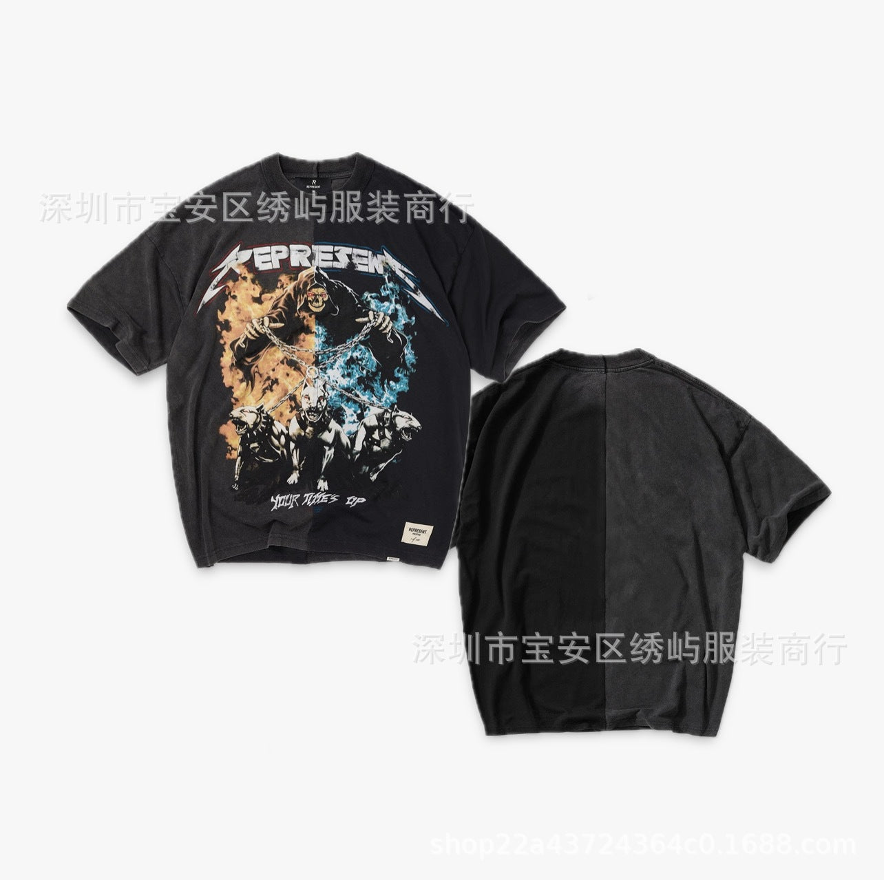 Represent Cartoon Graphic Crew Neck Short Sleeve T Shirt