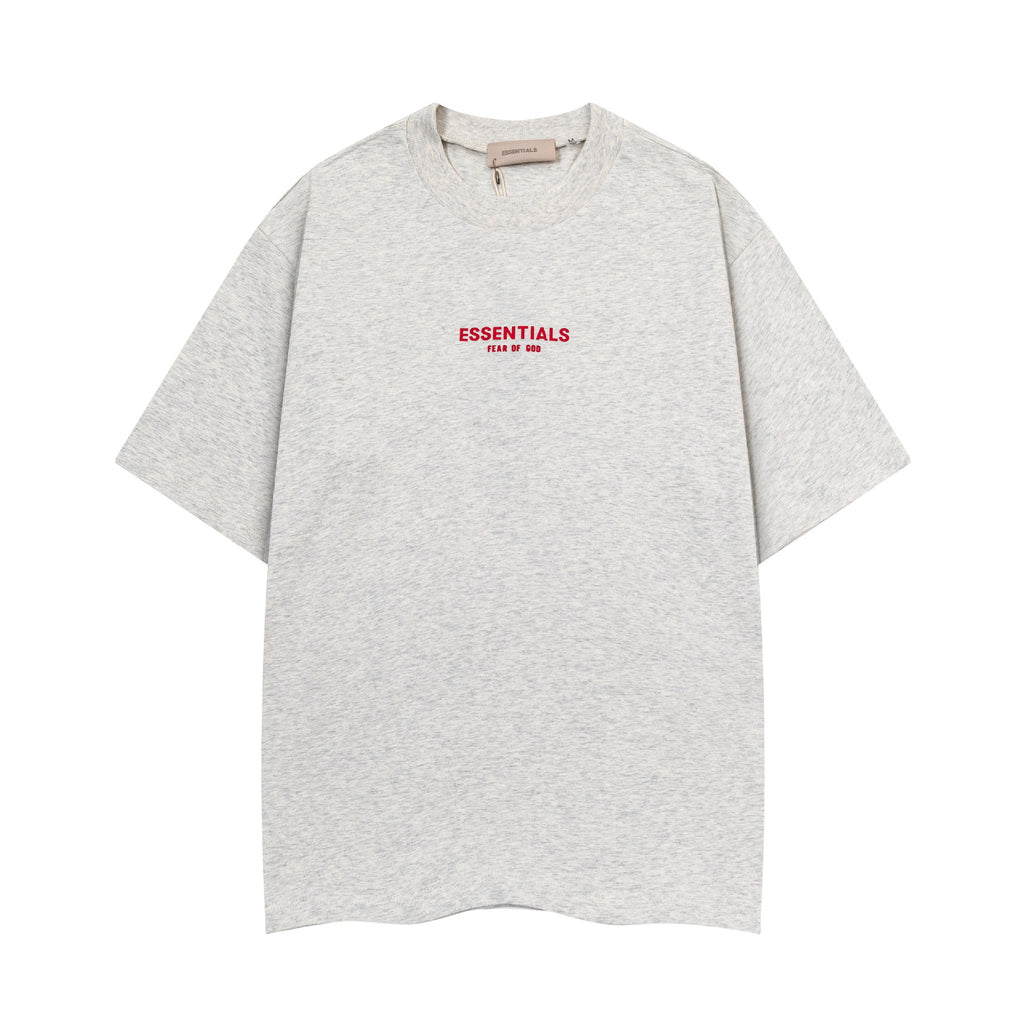 Fear Of God Essentials Red Rubber Letter Crew Neck Short Sleeve T Shirt