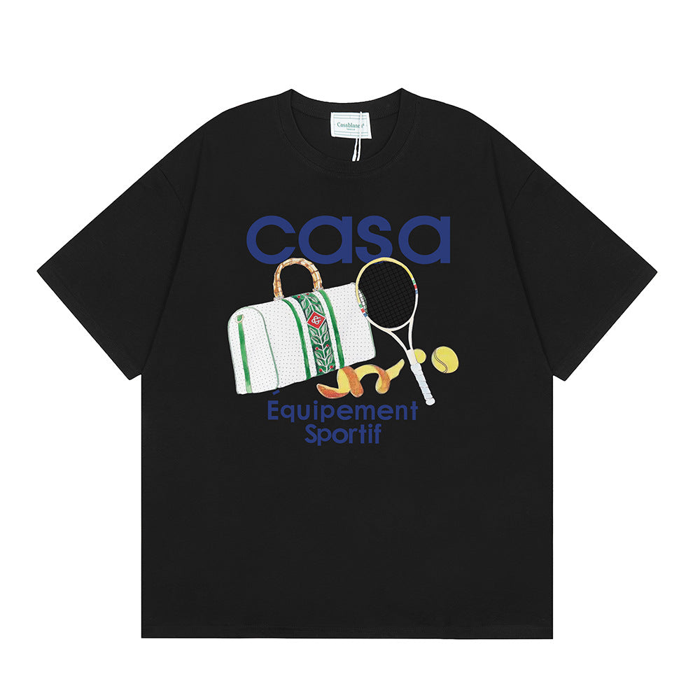 2026 New Casablanca Logo Print Loose Fit Unisex Short Sleeve T-Shirt