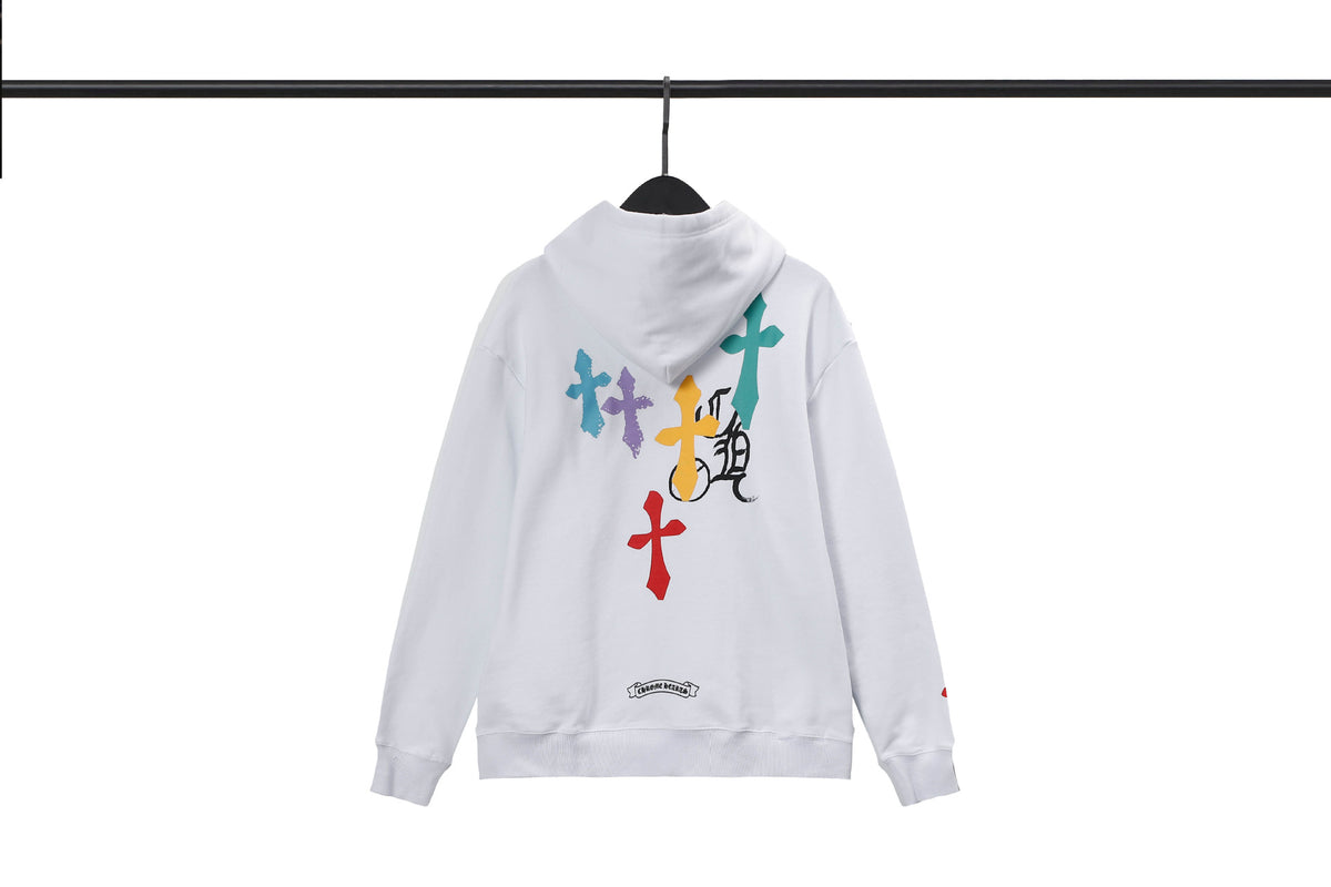 Chrome Hearts Multi‑Cross Sanskrit Graphic Oversized Hoodie Streetwear