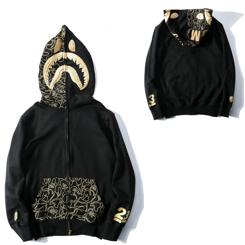 BAPE Shark Camo Print Full Zip Embroidery Streetwear Hoodie Unisex