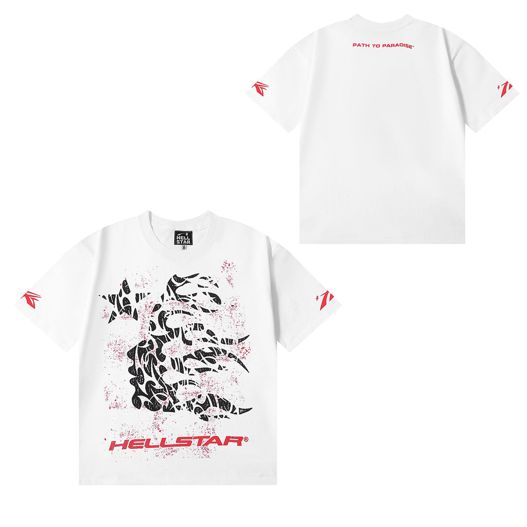 Hellstar Series Vintage Graphic Print Loose Unisex Streetwear T-Shirt