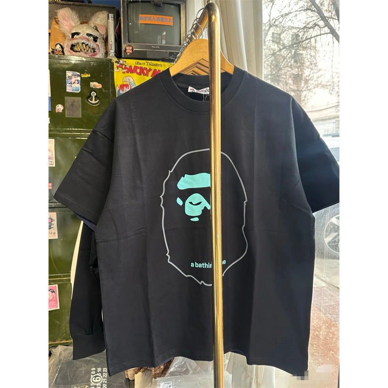 BAPE Ape Head Cartoon Print Loose Unisex Short Sleeve T-Shirt