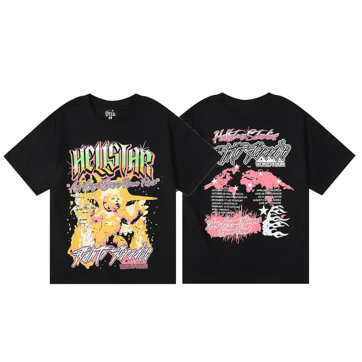 Hellstar Series Vintage Graphic Print Loose Unisex Streetwear T-Shirt