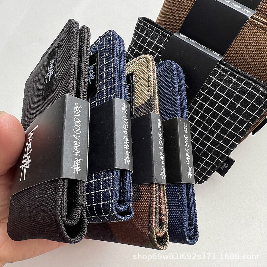 Stussy Canvas Bifold Wallet Multi Pattern Card Holder Coin Purse