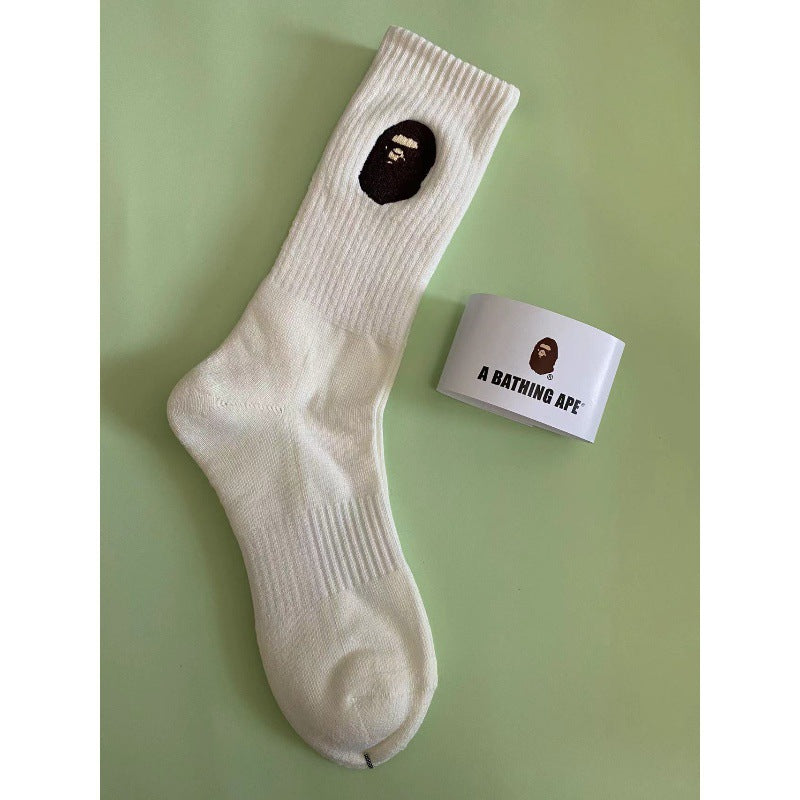 BAPE Ape Head Shark Embroidered Ribbed Crew Socks
