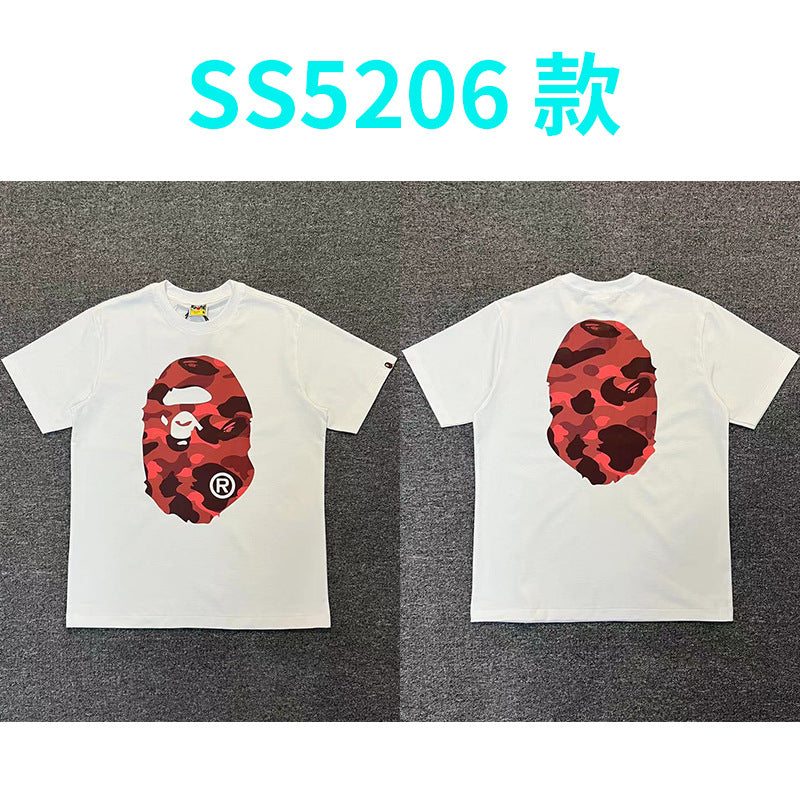 BAPE Shark Camo Graphic Tee Loose Unisex Streetwear T-Shirt