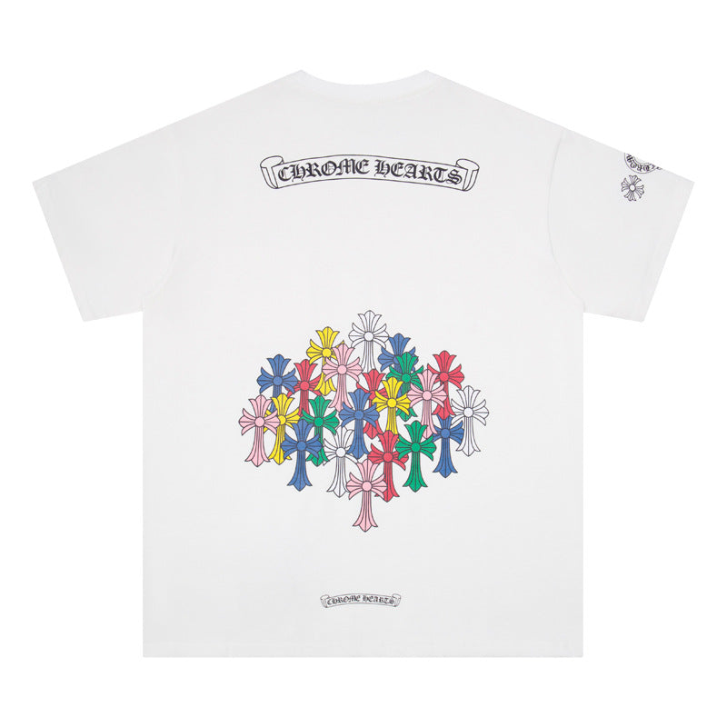 Chrome Hearts Horseshoe Cross Floral Crew Neck T‑Shirt Unisex