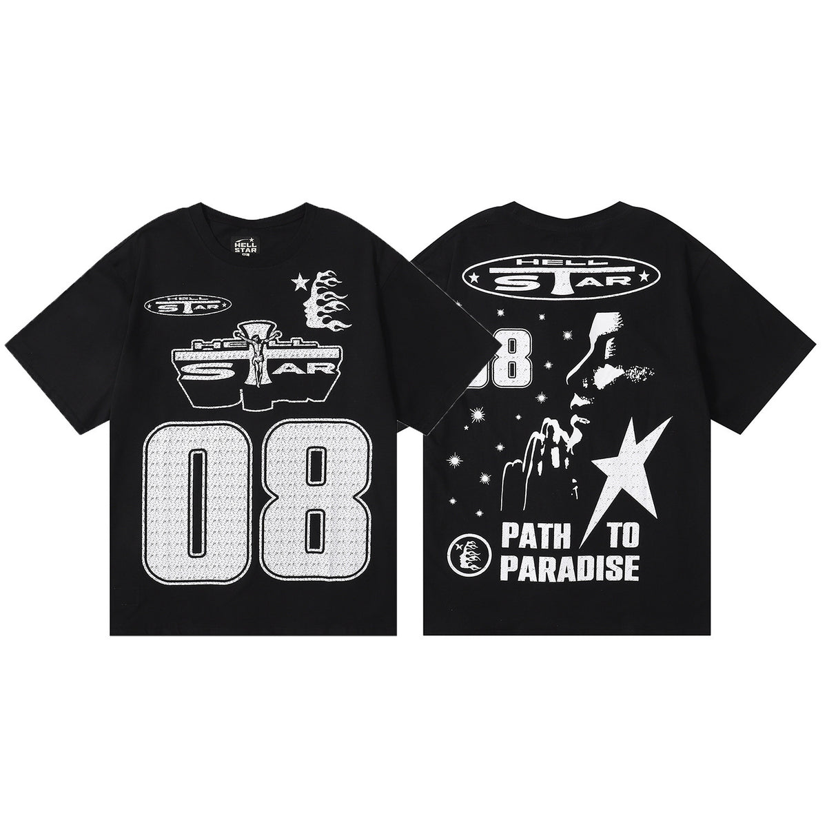 Hellstar Series Vintage Graphic Print Loose Unisex Streetwear T-Shirt