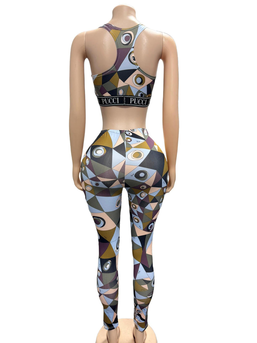 Emilio Pucci Geometric Eye Print Tank Top Leggings 2 Piece Set Women