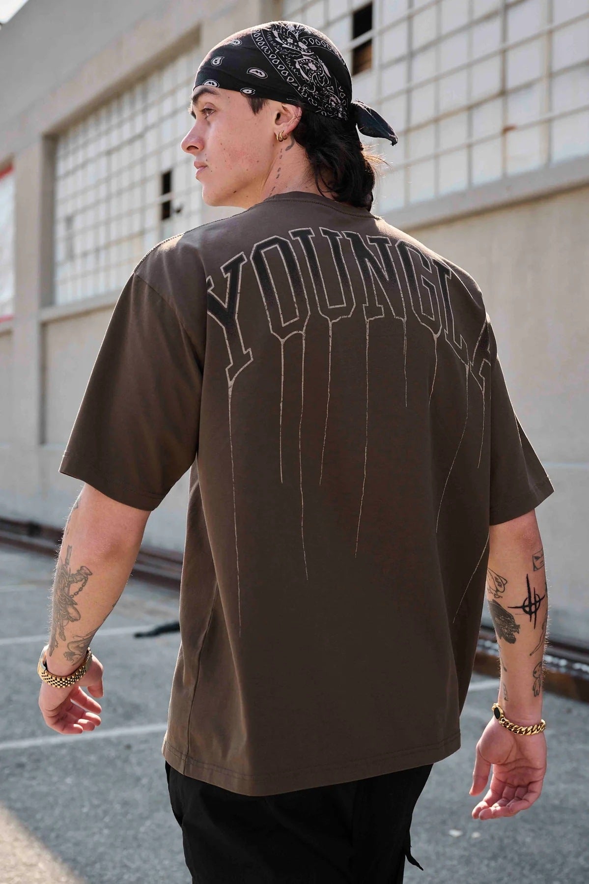 YOUNGLA W428 Drip Oversized Tee