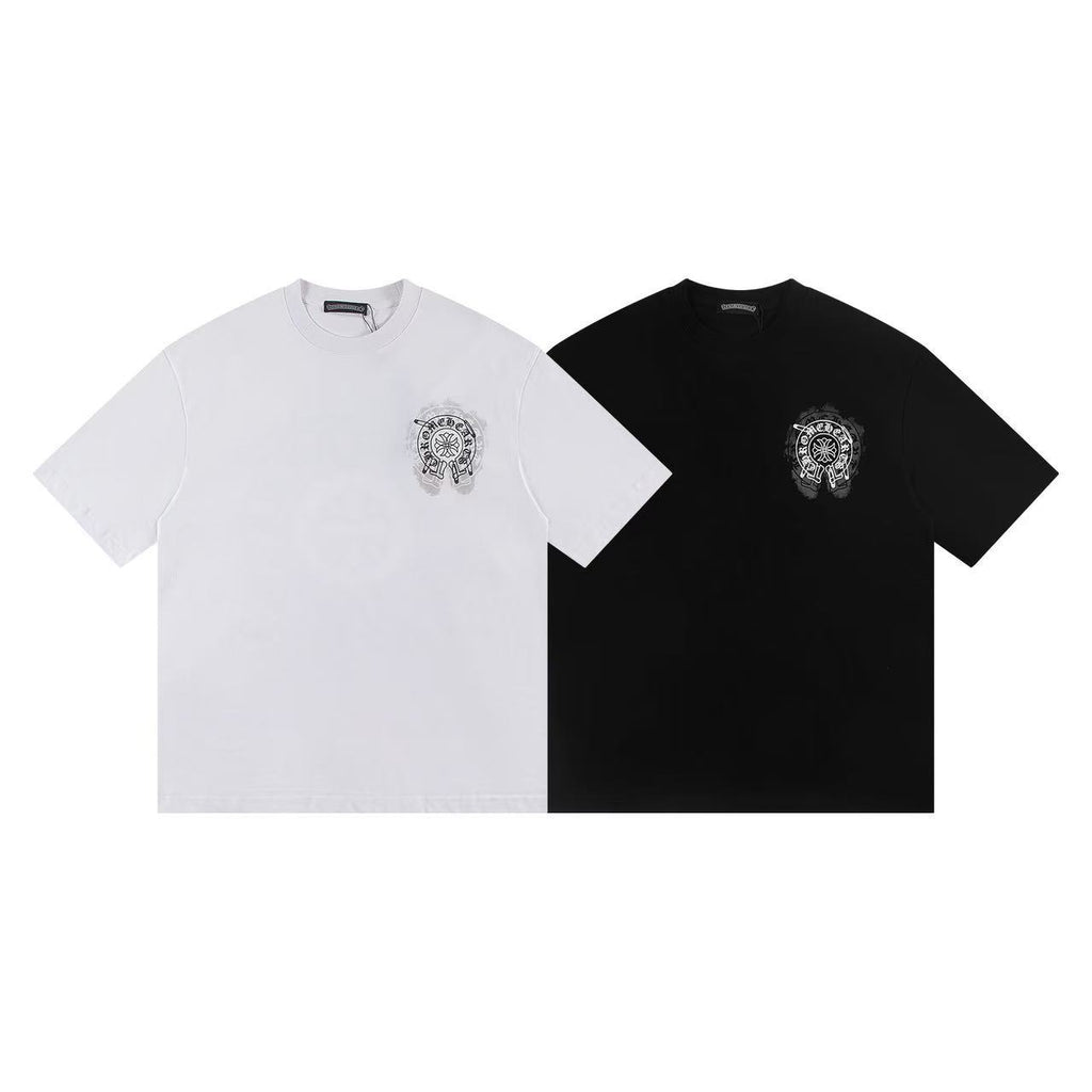 Chrome Hearts Color Sanskrit Cross Horseshoe Print Short Tee Unisex