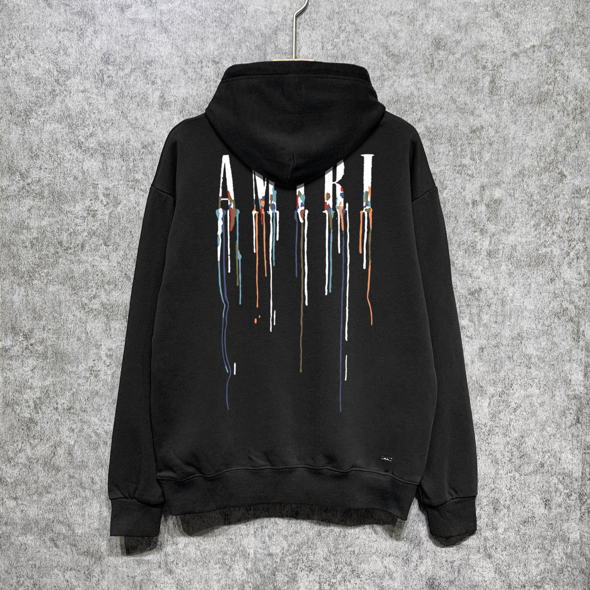 Amiri Paint Drip Logo Hoodie Men Oversized Streetwear Pullover