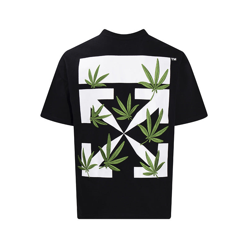 Tape Arrow Graphic Print Streetwear Crew Neck Short Sleeve T Shirt