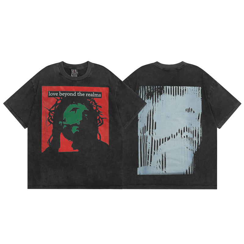 Saint Michael Vintage Washed Distressed Hole Loose Streetwear T-Shirt