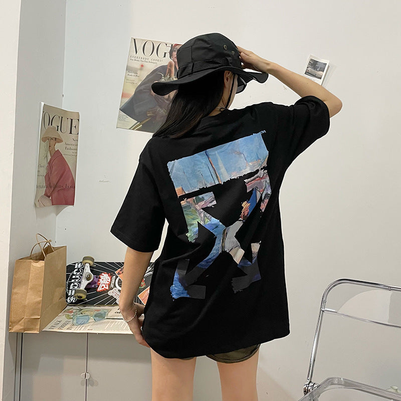 Off‑White Melt Arrow Gradient Splash Ink Crew Neck T‑Shirt Unisex