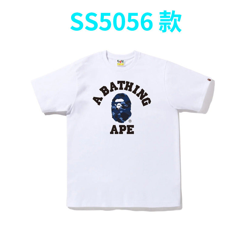 BAPE Shark Camo Graphic Tee Loose Unisex Streetwear T-Shirt