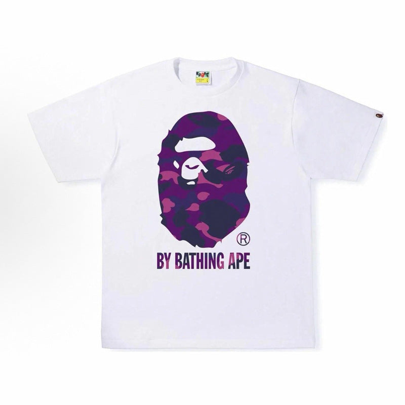 BAPE Ape Head Shark Print Loose Casual Unisex Short Sleeve T-Shirt