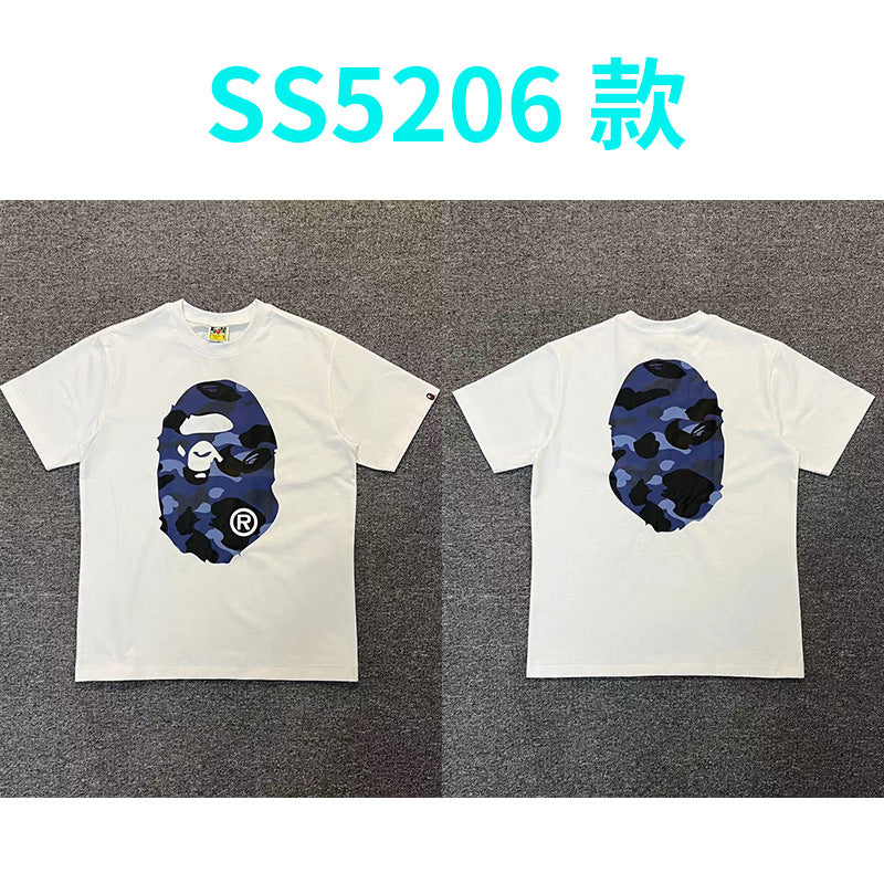 BAPE Shark Camo Graphic Tee Loose Unisex Streetwear T-Shirt