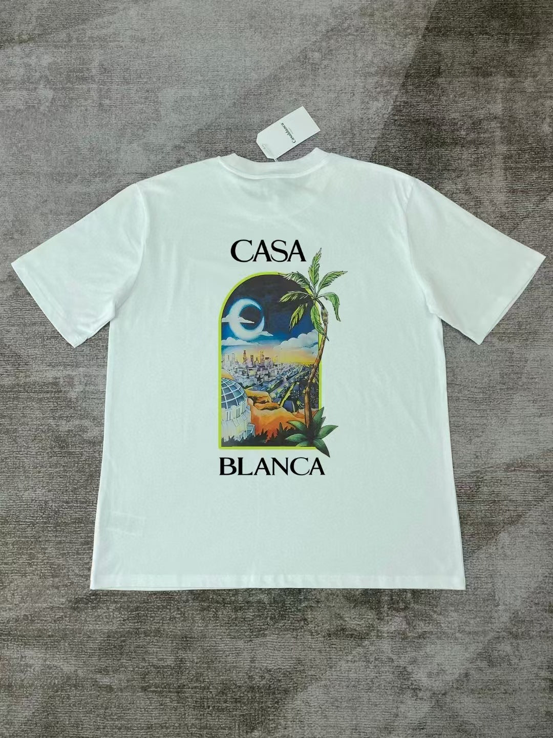 Casablanca Art Graphic Print Loose Unisex Short Sleeve T-Shirt