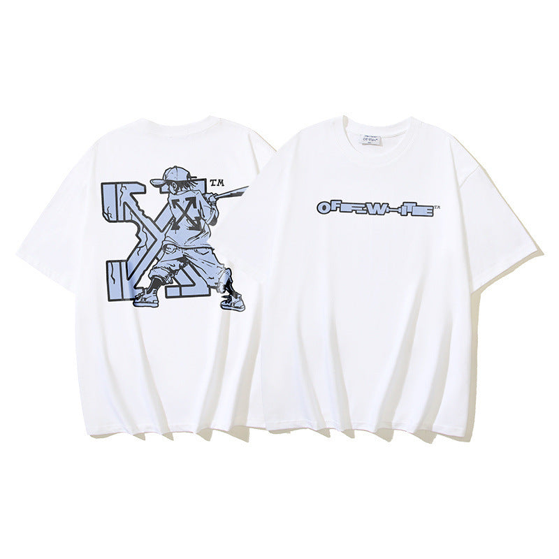 Figure Arrow Graphic Print Streetwear Crew Neck Short Sleeve T Shirt