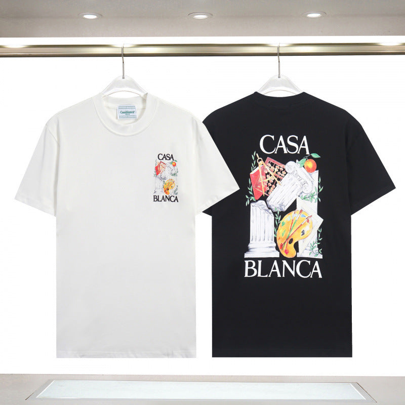 Casablanca Casa Letter Art Print Crew Neck Short Sleeve Tee Unisex