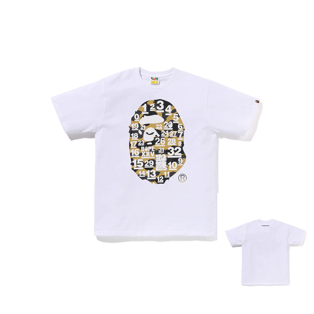 BAPE Shark Ape Head Camo Print Crew Neck Short Sleeve T‑Shirt Unisex