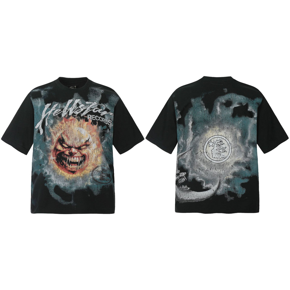 Hellstar Multi‑Graphic Vintage Washed Oversized Tee Streetwear