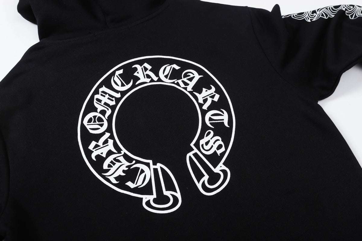 Chrome Hearts Scroll Cross Zip Up Hoodie Classic Street Hooded Jacket