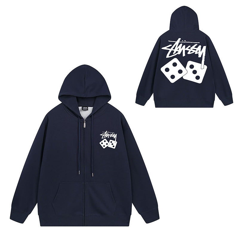 Stussy Graphic Zip Up Hoodie Letter Streetwear Casual Pullover Jacket