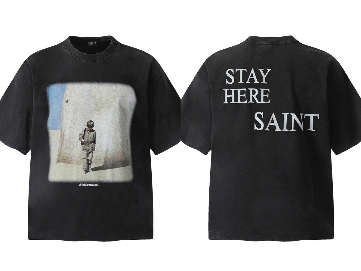 Saint Michael Vintage Washed Multi‑Print Graphic Oversized Tee Street