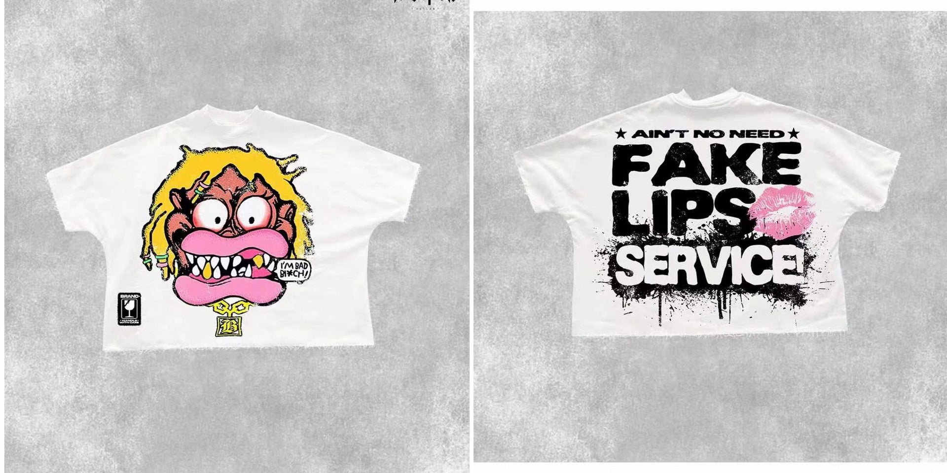 Revealmyfear Y2K Double Sided Cartoon Oversized Vintage Baumwoll-T-Shirt