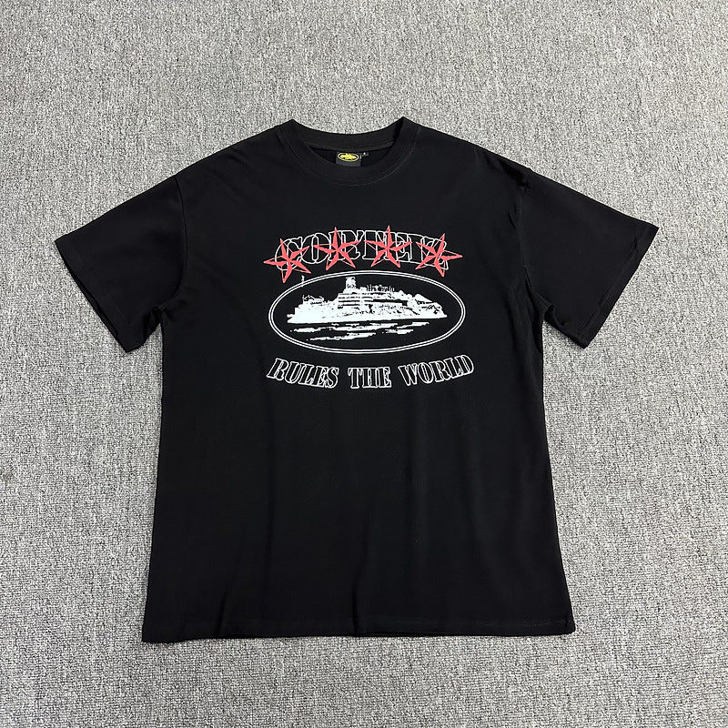 Corteiz Alcatraz Logo Letter Crew Neck Short Sleeve T‑Shirt Unisex