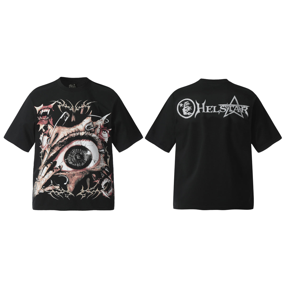 Hellstar Multi‑Graphic Vintage Washed Oversized Tee Streetwear