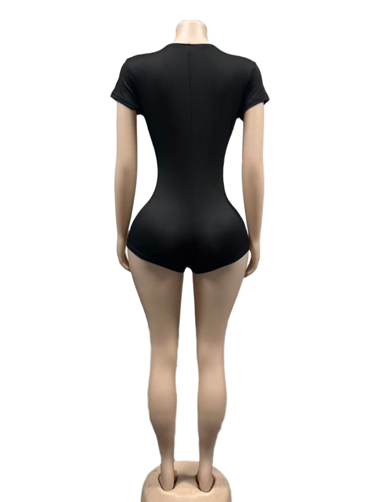 Solid Color Deep V Bodycon Romper Shorts Women Club Jumpsuit