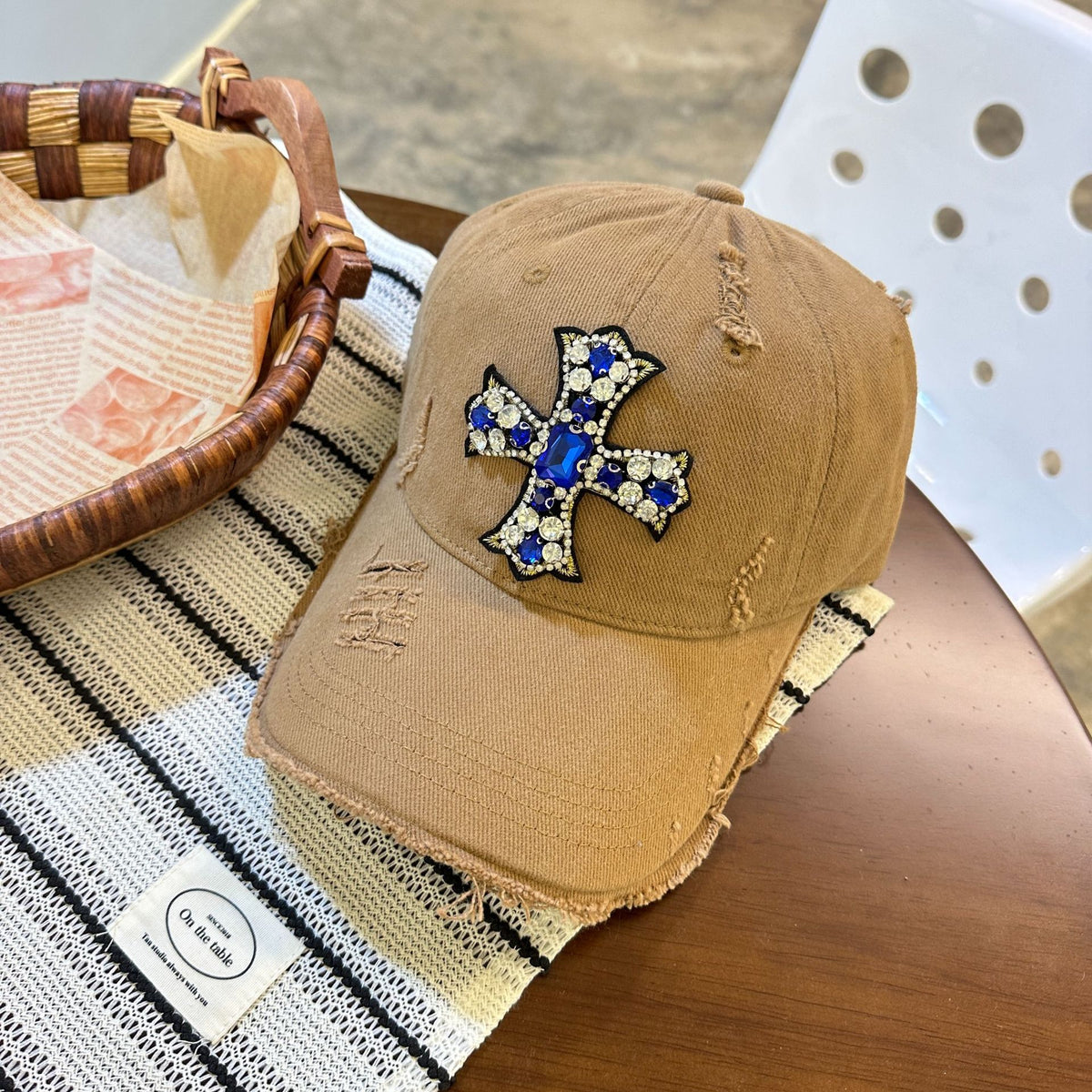 Rhinestone Cross Distressed Baseball Cap Streetwear Multi‑Style