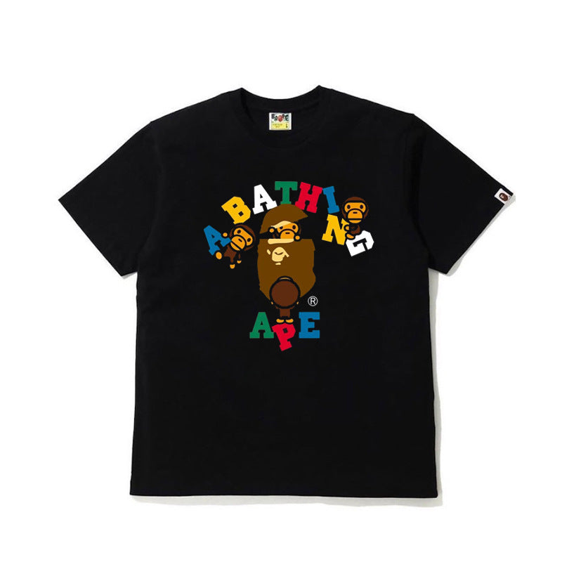 BAPE Camo Shark Ape Head Print Crew Neck Short Sleeve T‑Shirt Unisex