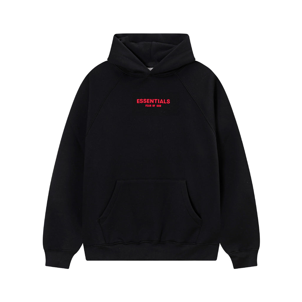 Fear Of God Essentials Red Rubber Letter Pullover Hoodie Unisex