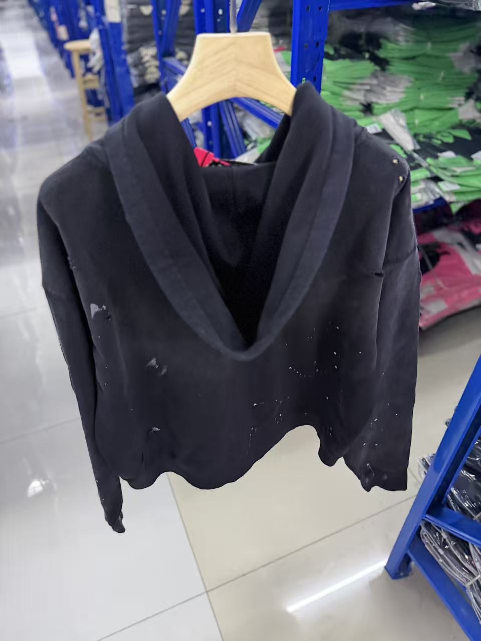 Satoshi Nakamoto Washed Distressed Zip Hoodie Splash Ink Street Jacket