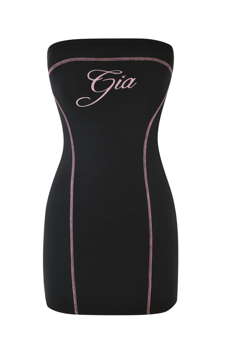 I.AM.GIA Contrast Strap Long Sleeve Bodycon Mini Dress Women