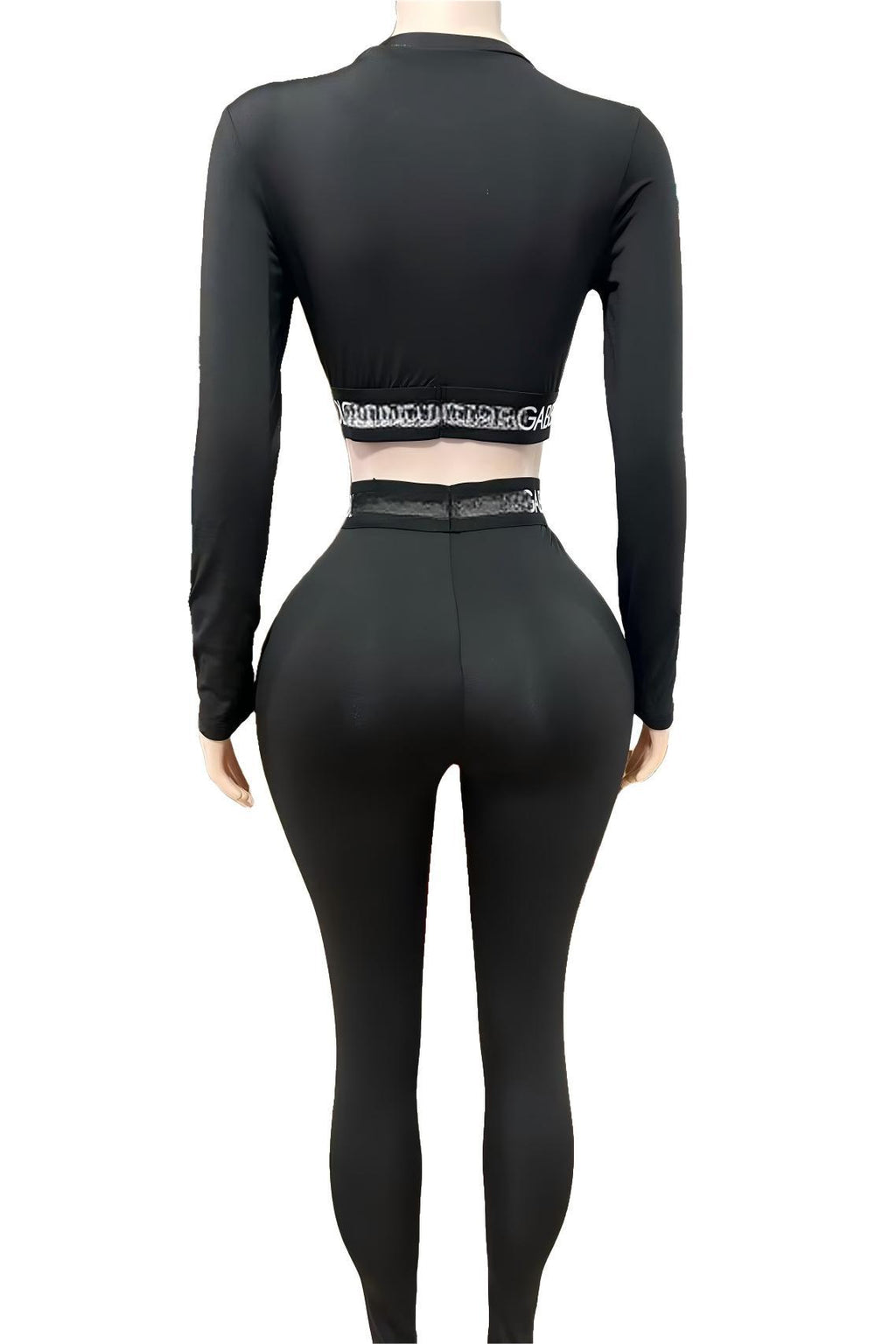 Y2K Long Sleeve Crop Top High Waist Legging 2 Piece Set