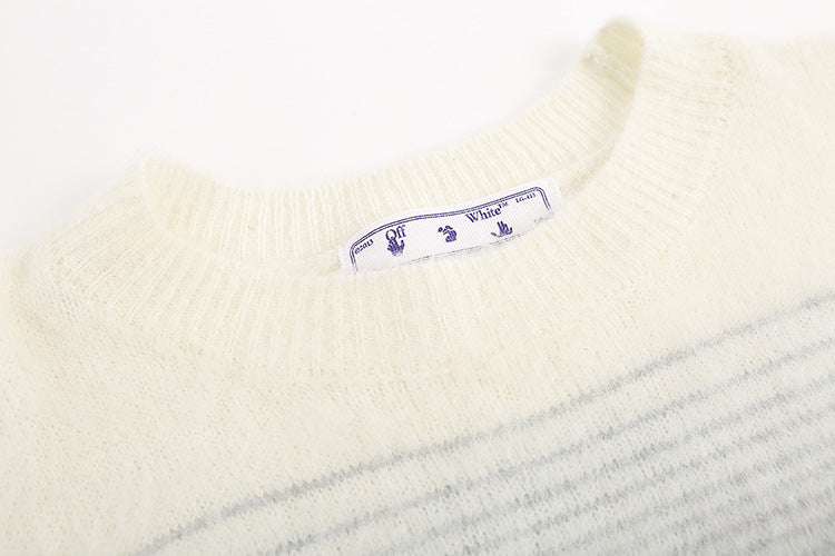 Gradient Dye Arrow Graphic Crew Neck Knit Sweater