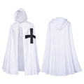 Halloween Men Medieval Templar Knight Hooded Cape Cross Print Cloak