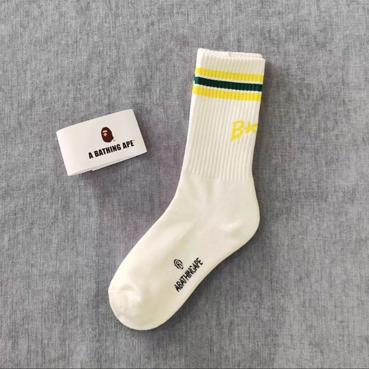BAPE Ape Head Ribbed Crew Socks Multi Graphic Prints