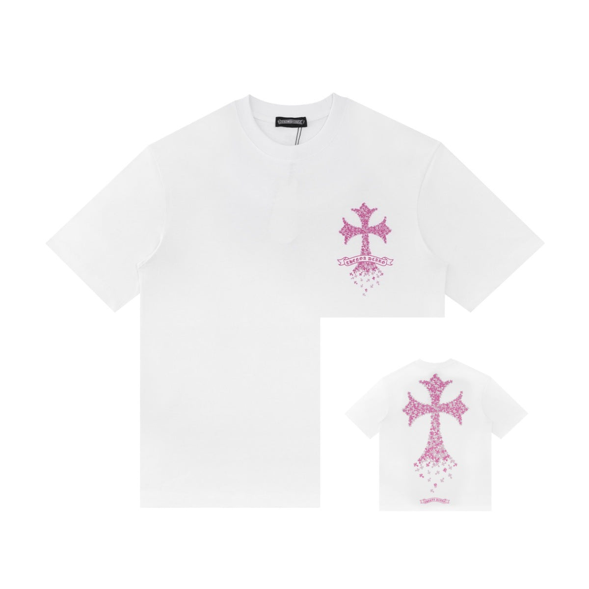 Chrome Hearts Color Sanskrit Cross Horseshoe Print Short Tee Unisex