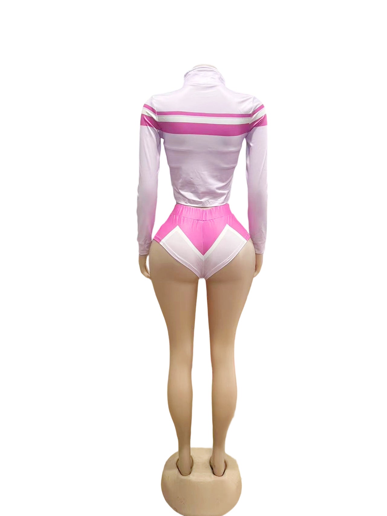 Y2K Color Block Zip Crop Jacket Bikini Short 3 Piece Set
