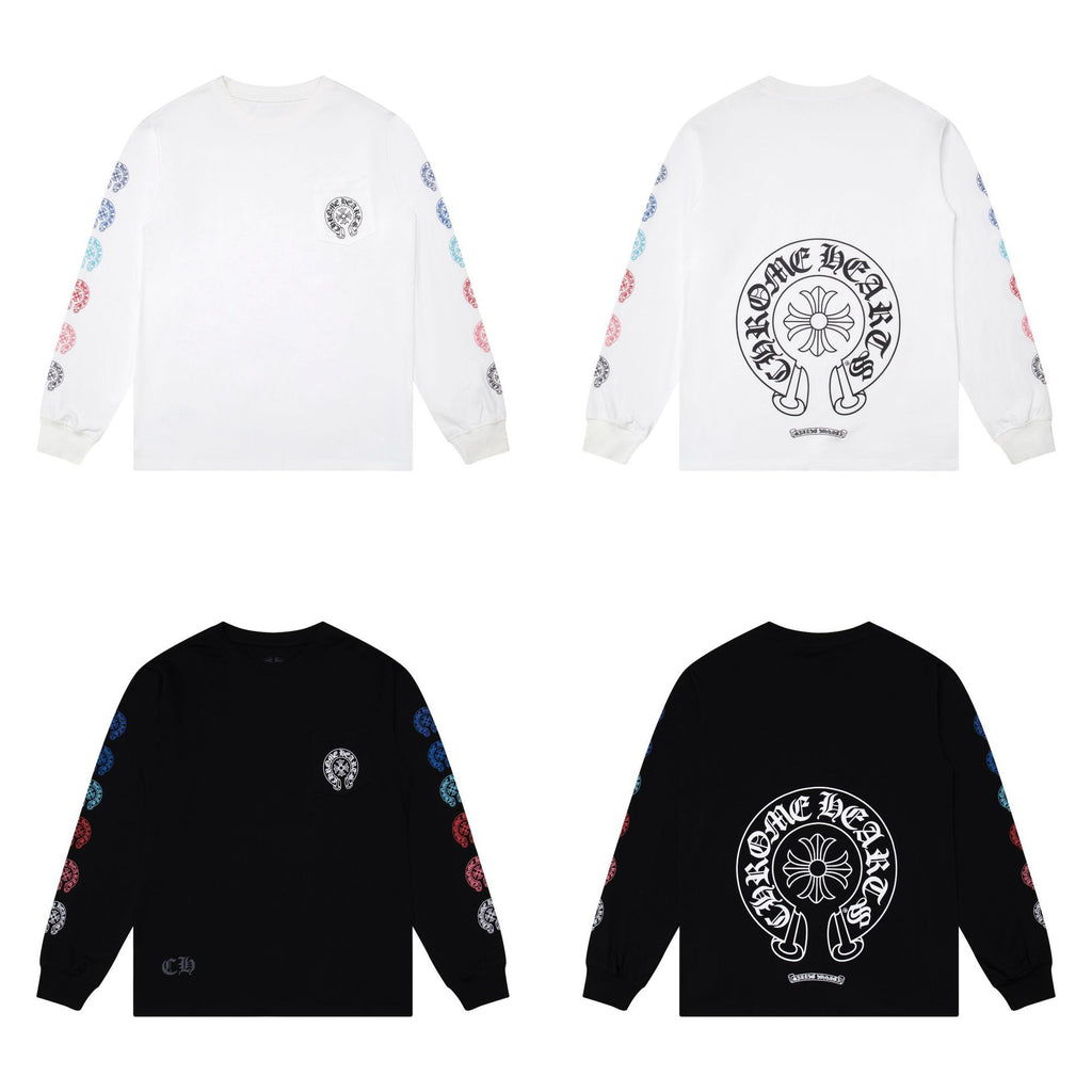 Chrome Hearts Cross Horseshoe Sanskrit Print Long Sleeve Tee Unisex