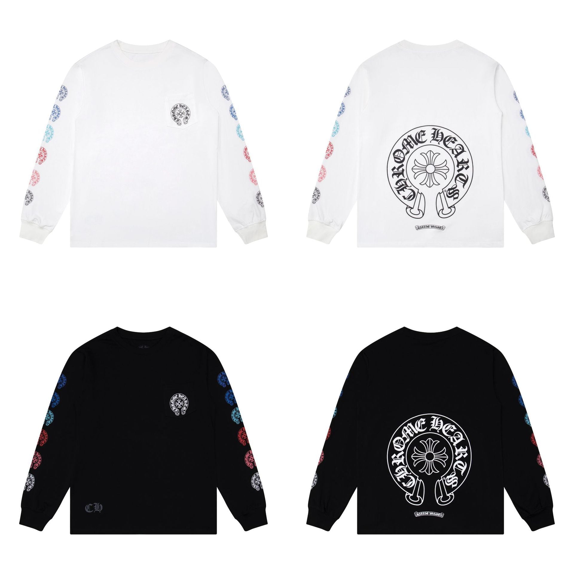 Chrome Hearts Cross Horseshoe Sanskrit Print Long Sleeve Tee Unisex